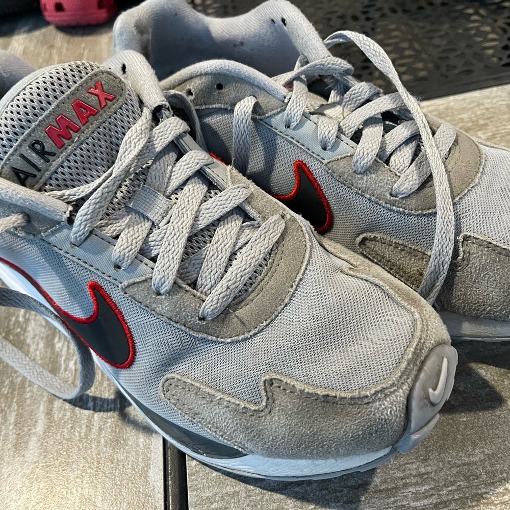 Nike Gray and Red Sneakers Classic Retro Design